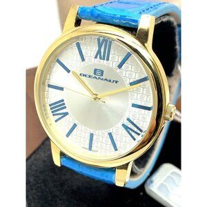 Oceanaut Women's Watch OC7214 Quartz Gold Silver Dial Blue Leather Band …